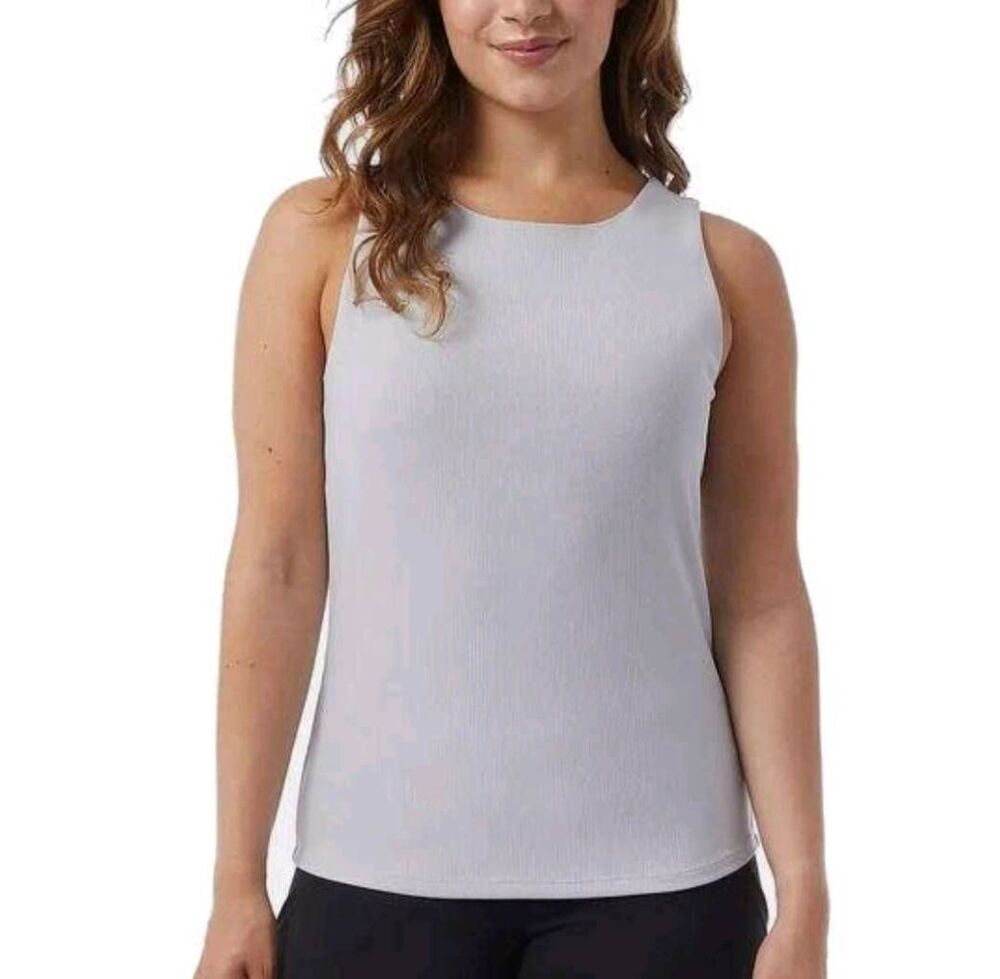 NWT 32 Degrees Cool Light Gray Built-In Bra Tank Top Size L